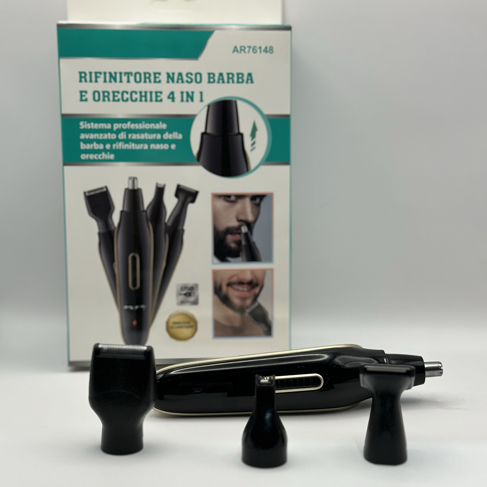 Rifinitore e taglia barba e peli orecchie 4 in 1 ricaricabile