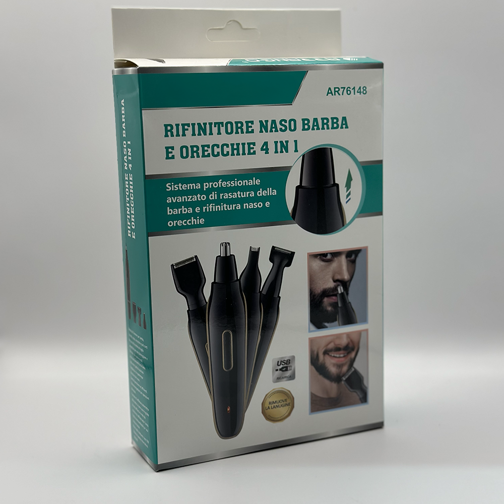 Rifinitore e taglia barba e peli orecchie 4 in 1 ricaricabile
